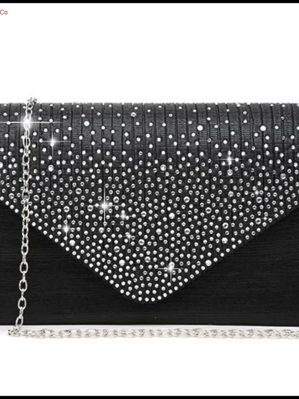 Rhinestone Frosted Satin Evening Clutch Purse with Detachable Chain Strap